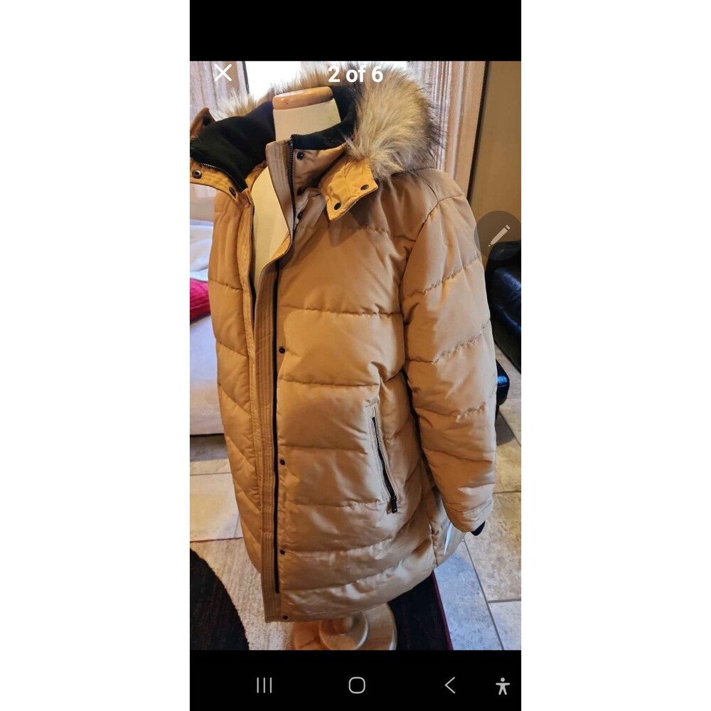 Nine West Women's Mustard Brown Quilted  Hooded Puffer Jacket Size 3X NWT! - Picture 2 of 4